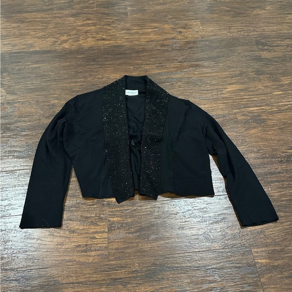Calvin Klein Sweaters - Calvin Klein Women's Black & Rhinestone Cropped Cardigan Size M